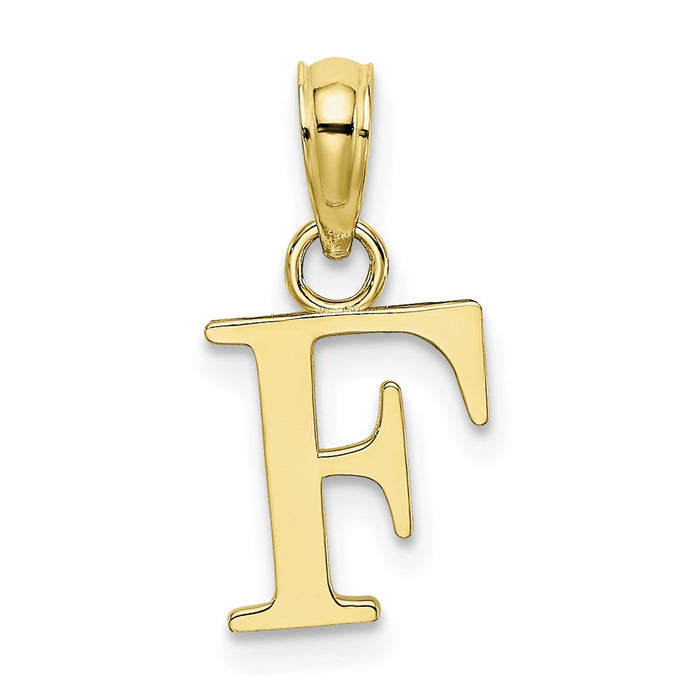 Million Charms 10K Yellow Gold Themed Polished F Block Alphabet Letter Initial Charm