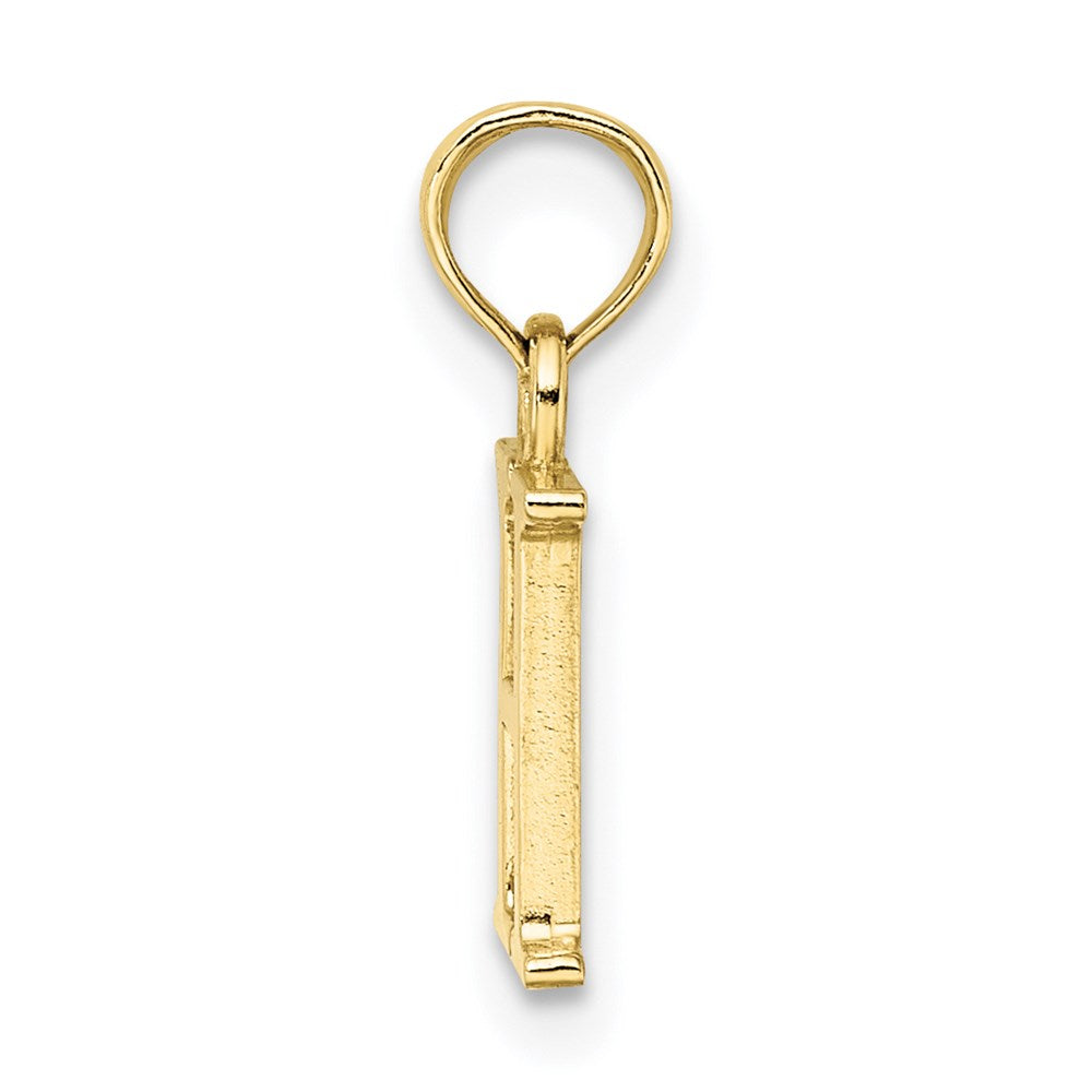 Million Charms 10K Yellow Gold Themed Polished H Block Alphabet Letter Initial Charm