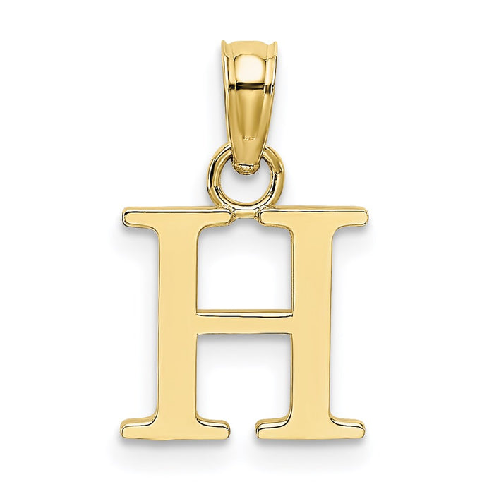 Million Charms 10K Yellow Gold Themed Polished H Block Alphabet Letter Initial Charm