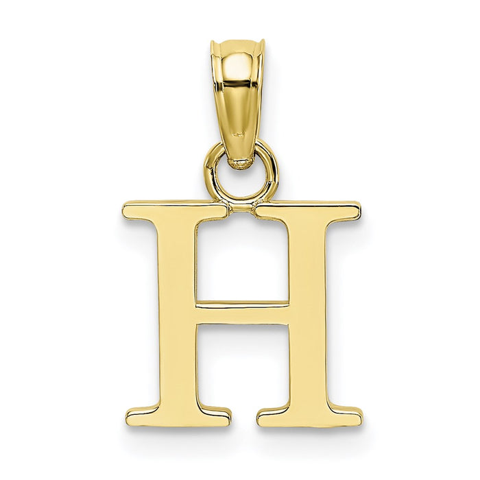 Million Charms 10K Yellow Gold Themed Polished H Block Alphabet Letter Initial Charm