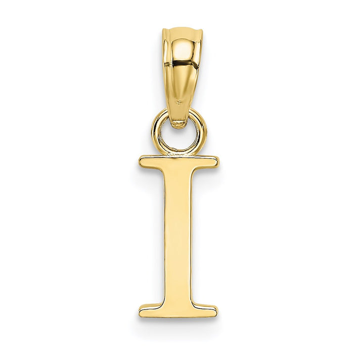 Million Charms 10K Yellow Gold Themed Polished I Block Alphabet Letter Initial Charm