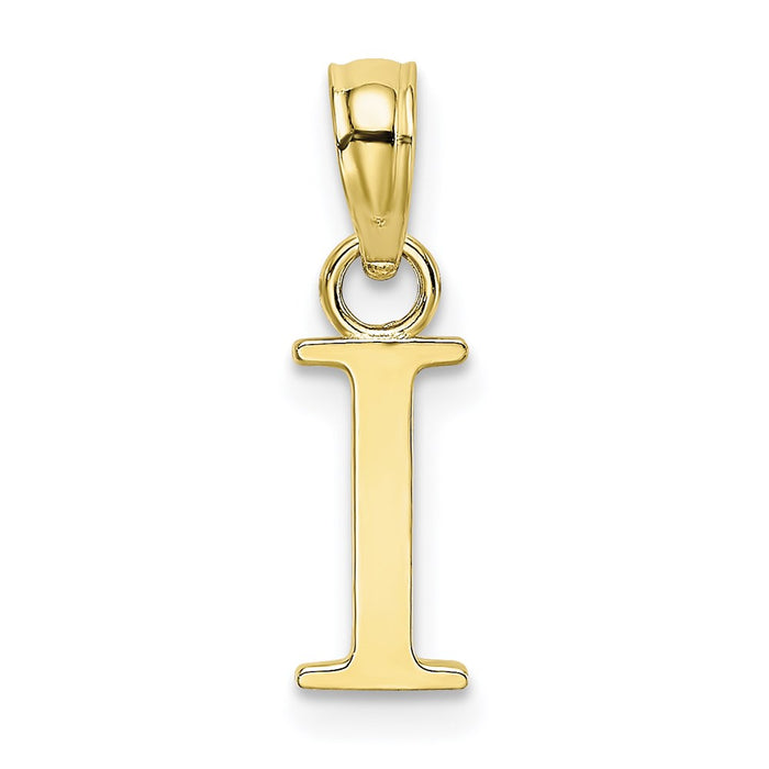 Million Charms 10K Yellow Gold Themed Polished I Block Alphabet Letter Initial Charm