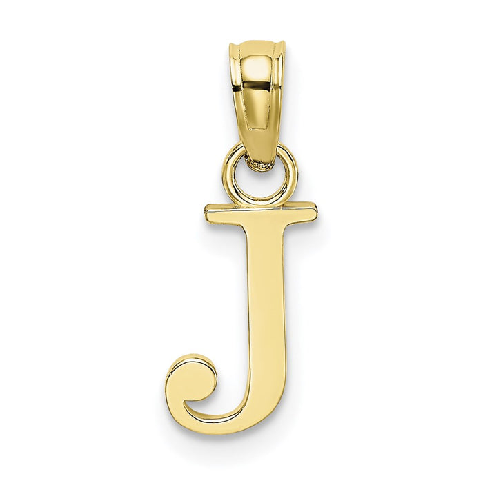 Million Charms 10K Yellow Gold Themed Polished J Block Alphabet Letter Initial Charm