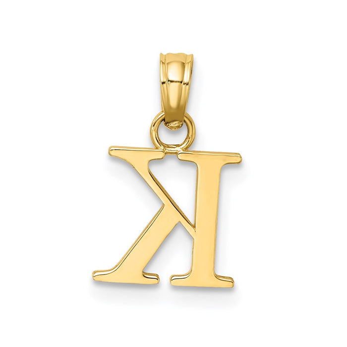 Million Charms 10K Yellow Gold Themed Polished K Block Alphabet Letter Initial Charm