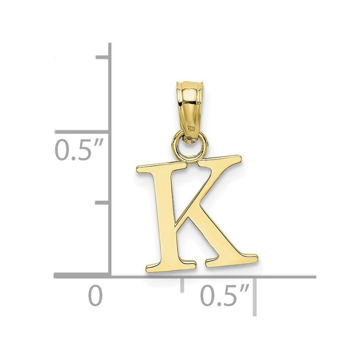 Million Charms 10K Yellow Gold Themed Polished K Block Alphabet Letter Initial Charm