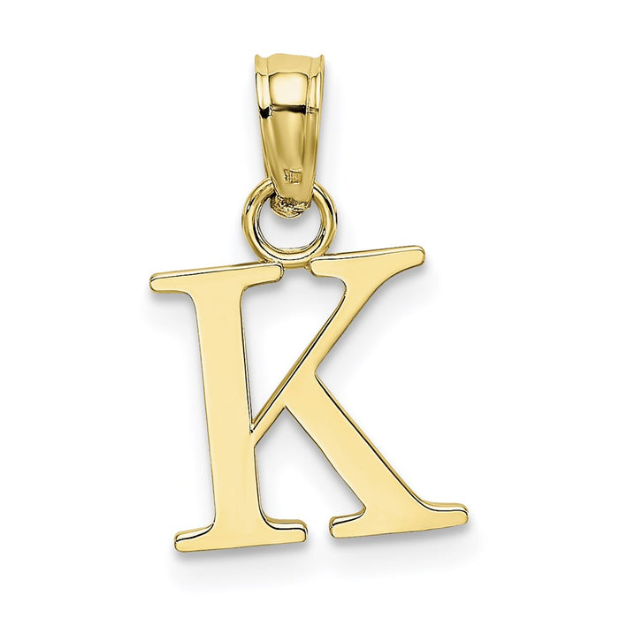 Million Charms 10K Yellow Gold Themed Polished K Block Alphabet Letter Initial Charm