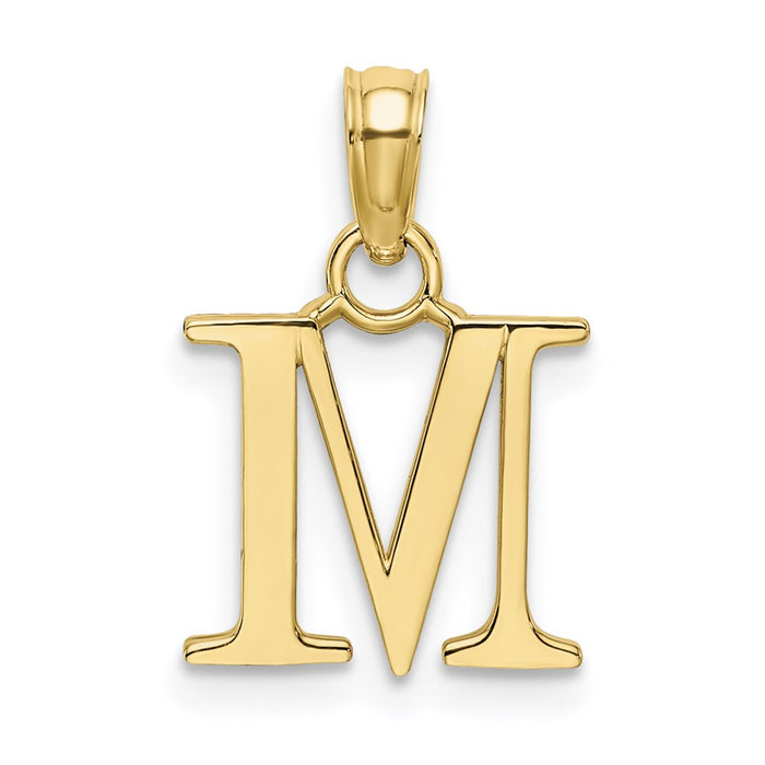 Million Charms 10K Yellow Gold Themed Polished M Block Alphabet Letter Initial Charm