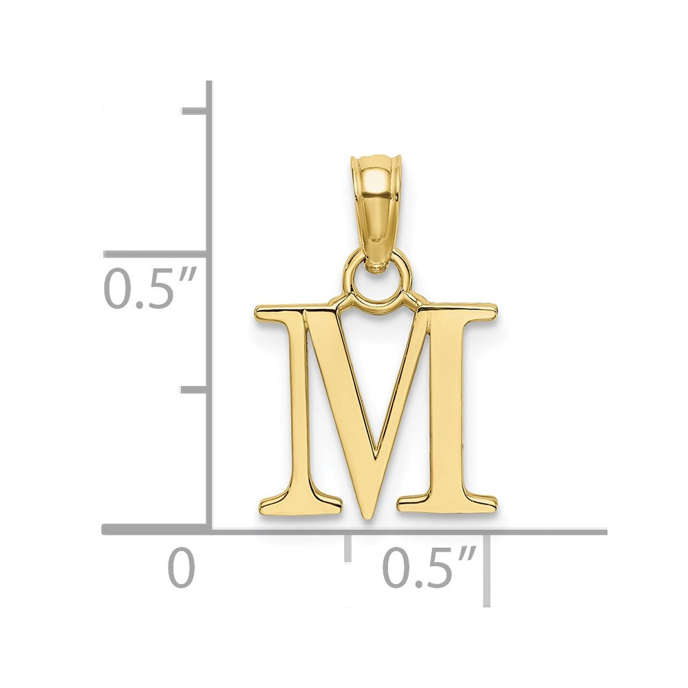 Million Charms 10K Yellow Gold Themed Polished M Block Alphabet Letter Initial Charm