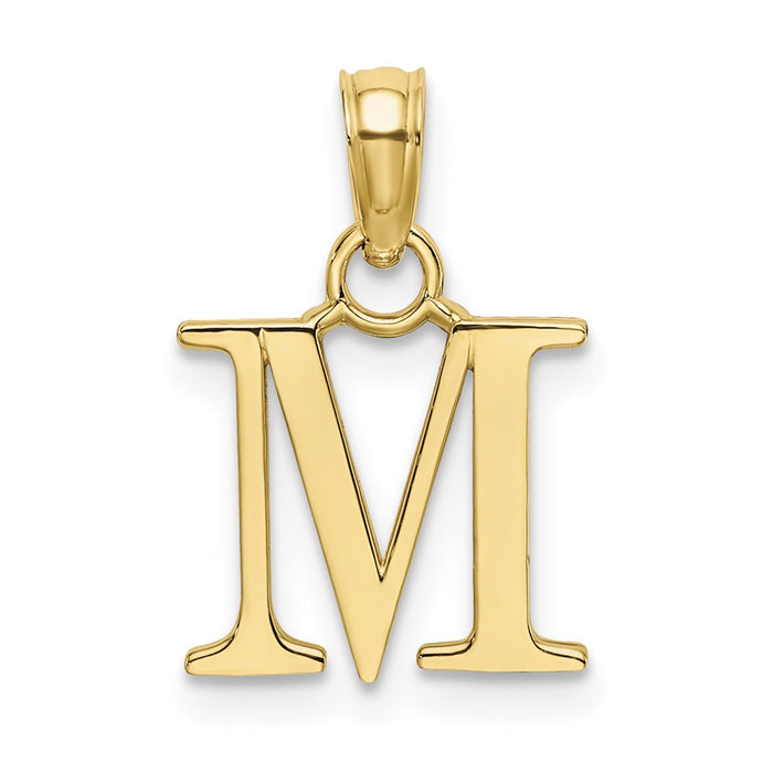 Million Charms 10K Yellow Gold Themed Polished M Block Alphabet Letter Initial Charm