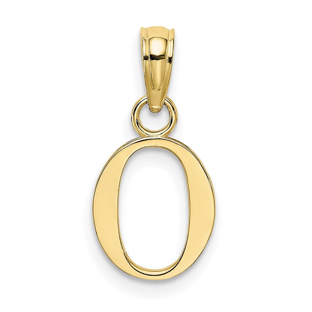 Million Charms 10K Yellow Gold Themed Polished O Block Alphabet Letter Initial Charm