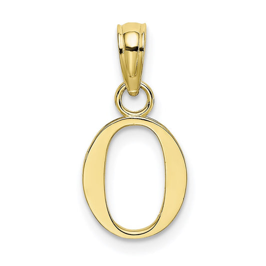 Million Charms 10K Yellow Gold Themed Polished O Block Alphabet Letter Initial Charm