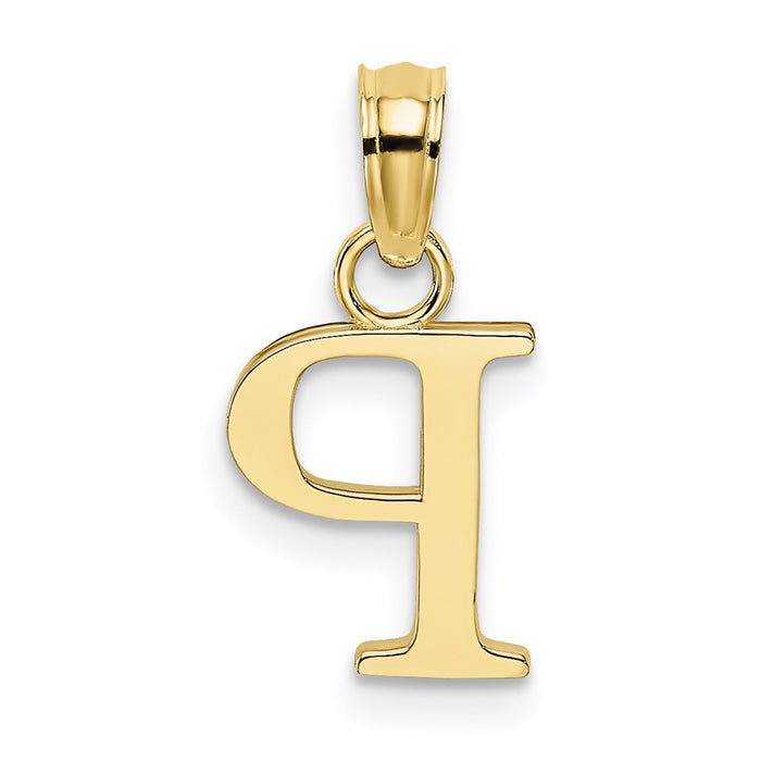 Million Charms 10K Yellow Gold Themed Polished P Block Alphabet Letter Initial Charm