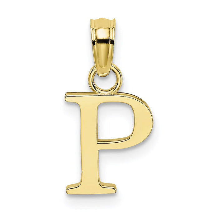 Million Charms 10K Yellow Gold Themed Polished P Block Alphabet Letter Initial Charm