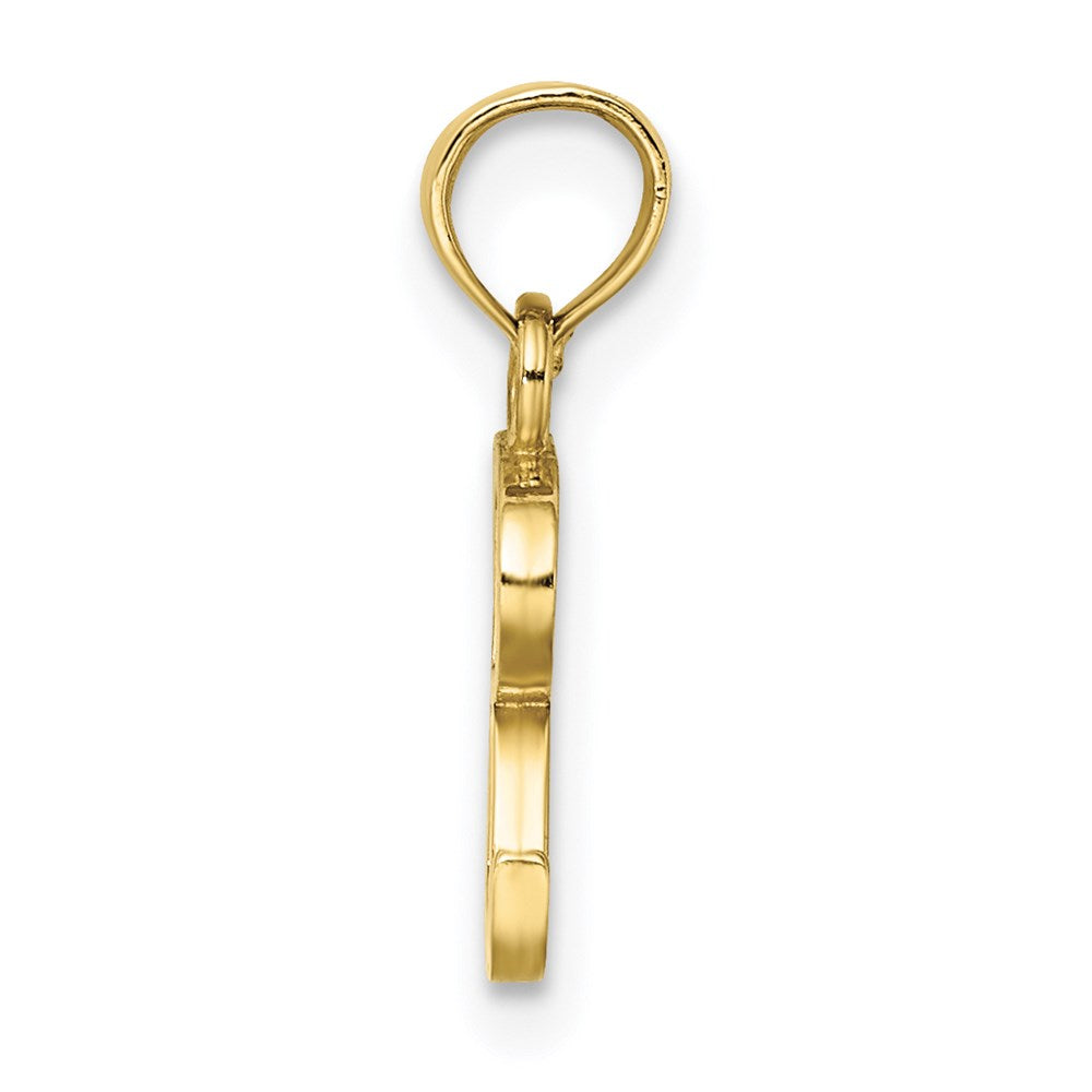 Million Charms 10K Yellow Gold Themed Polished R Block Alphabet Letter Initial Charm