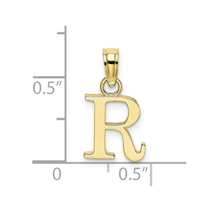 Million Charms 10K Yellow Gold Themed Polished R Block Alphabet Letter Initial Charm