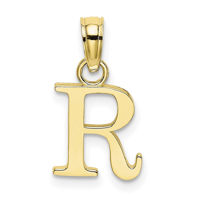 Million Charms 10K Yellow Gold Themed Polished R Block Alphabet Letter Initial Charm