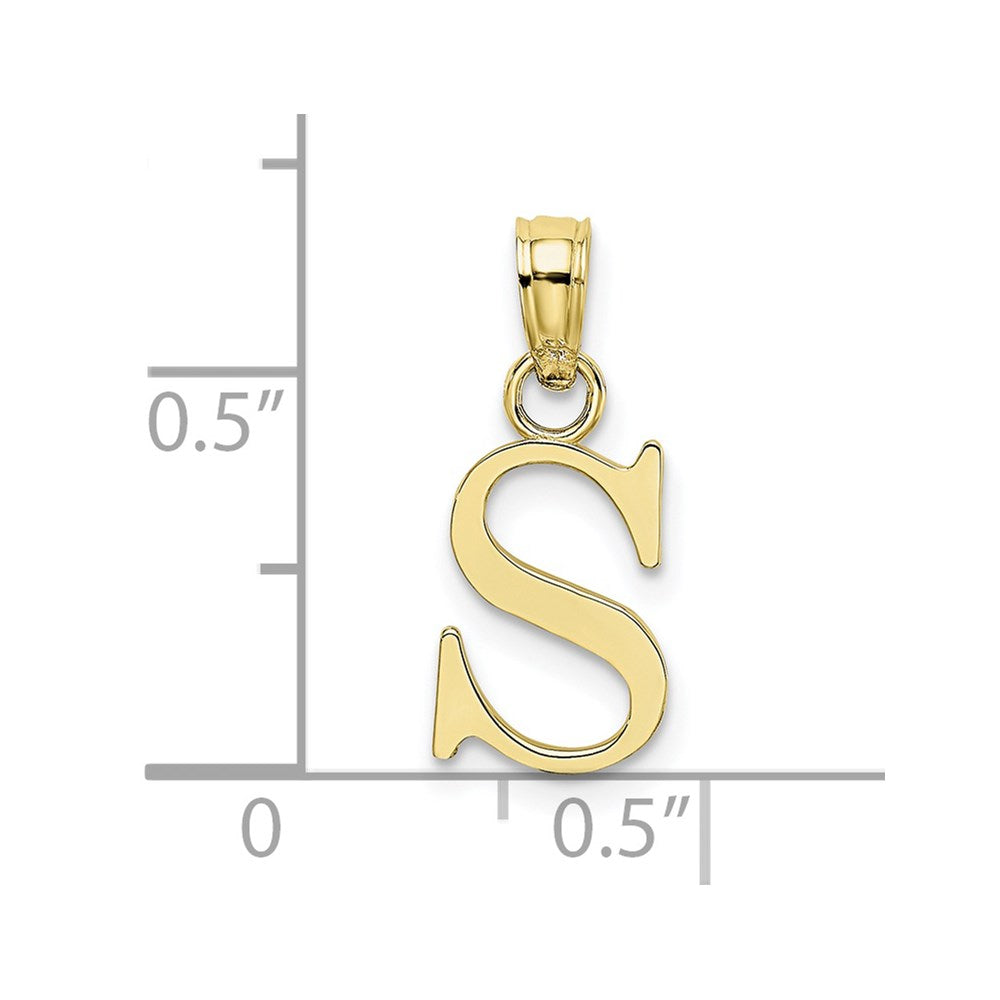 Million Charms 10K Yellow Gold Themed Polished S Block Alphabet Letter Initial Charm