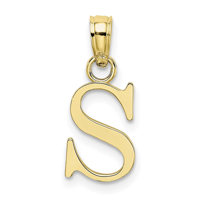 Million Charms 10K Yellow Gold Themed Polished S Block Alphabet Letter Initial Charm