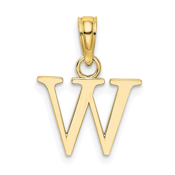 Million Charms 10K Yellow Gold Themed Polished W Block Alphabet Letter Initial Charm