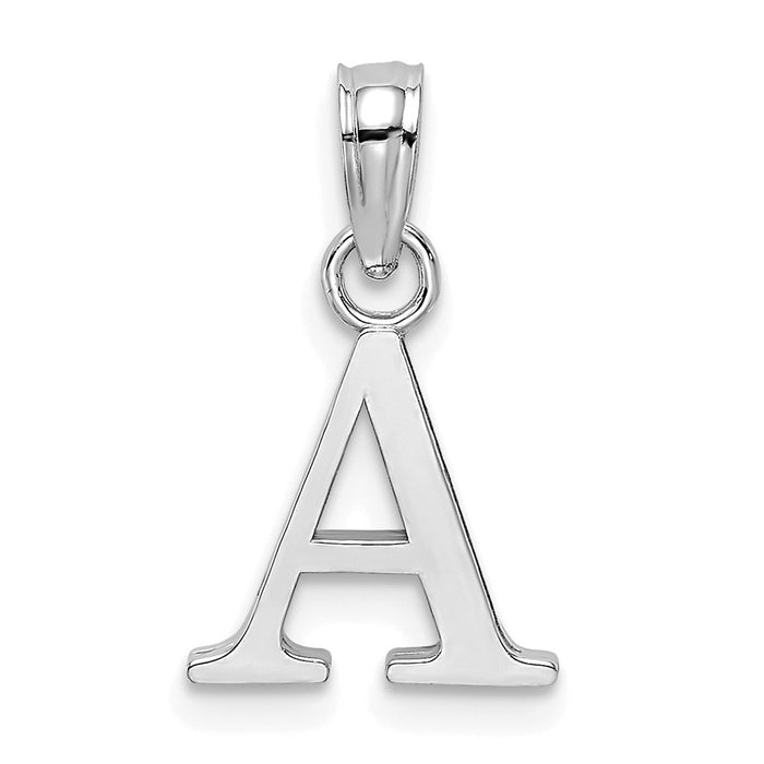 Million Charms 10K White Gold Themed Polished A Block Alphabet Letter Initial Charm