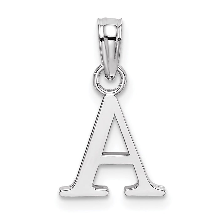 Million Charms 10K White Gold Themed Polished A Block Alphabet Letter Initial Charm