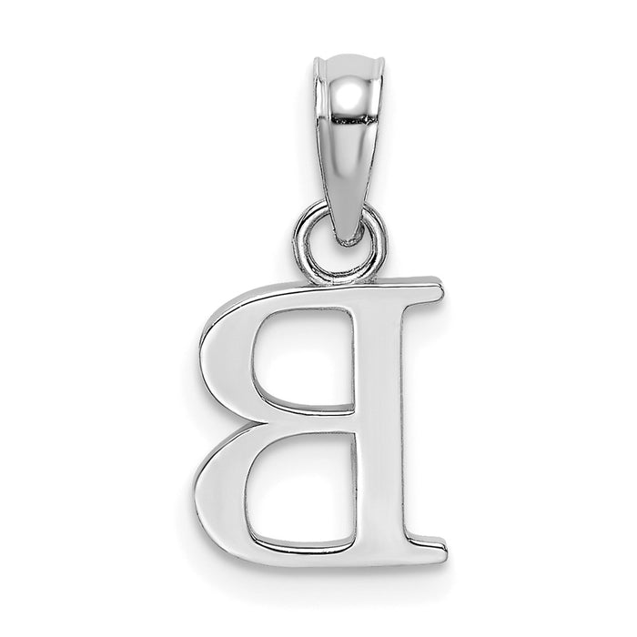 Million Charms 10K White Gold Themed Polished B Block Alphabet Letter Initial Charm