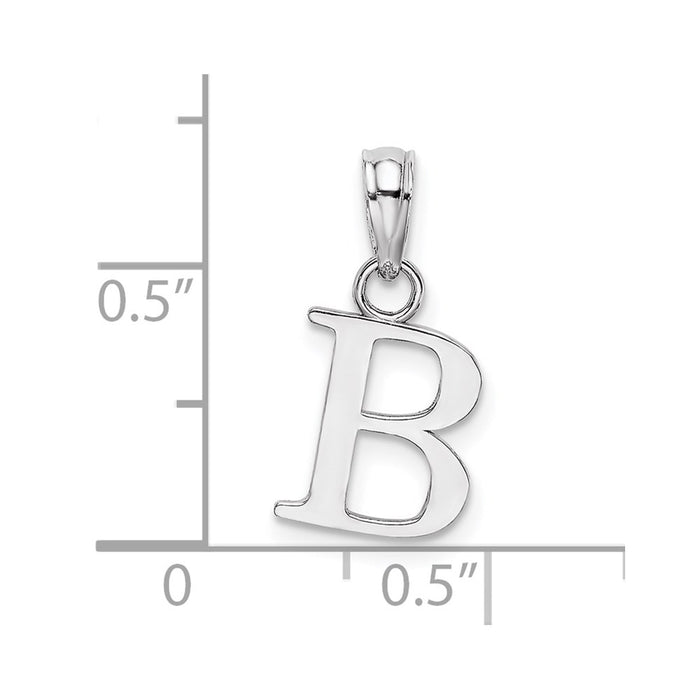 Million Charms 10K White Gold Themed Polished B Block Alphabet Letter Initial Charm