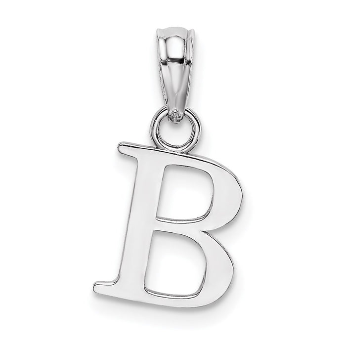 Million Charms 10K White Gold Themed Polished B Block Alphabet Letter Initial Charm