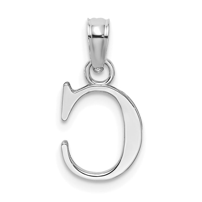 Million Charms 10K White Gold Themed Polished C Block Alphabet Letter Initial Charm