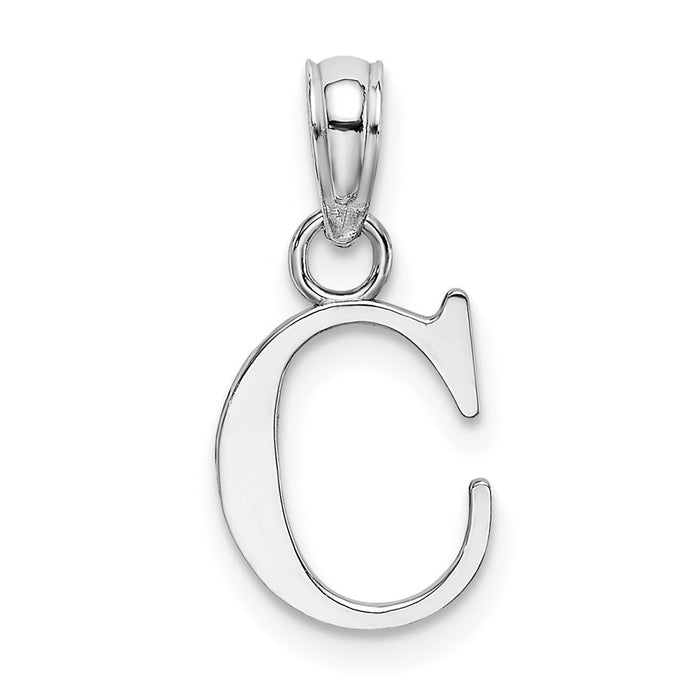 Million Charms 10K White Gold Themed Polished C Block Alphabet Letter Initial Charm