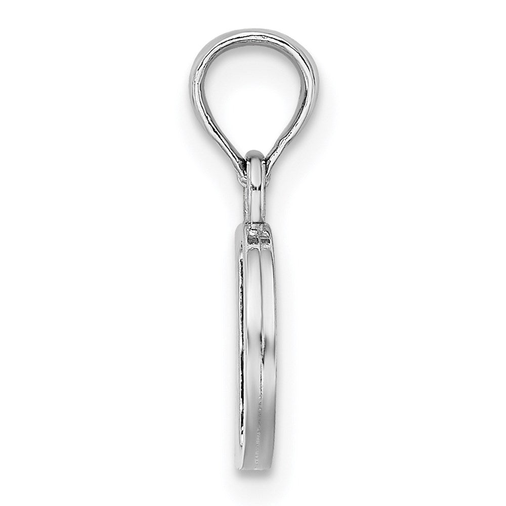 Million Charms 10K White Gold Themed Polished D Block Alphabet Letter Initial Charm