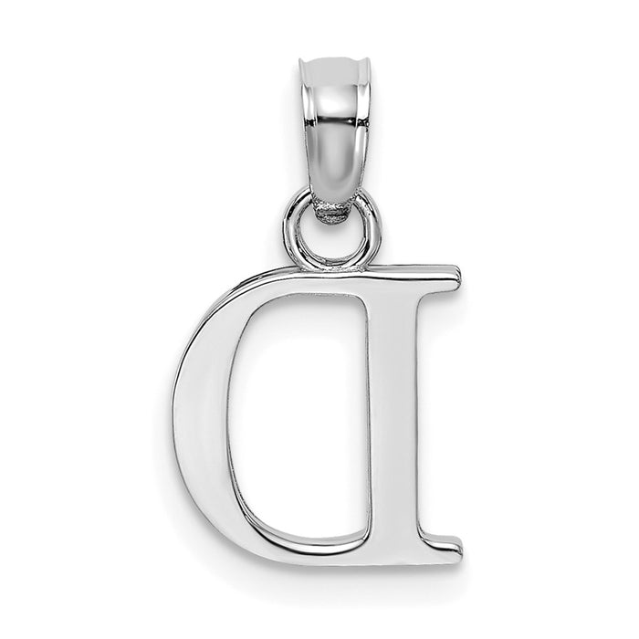 Million Charms 10K White Gold Themed Polished D Block Alphabet Letter Initial Charm