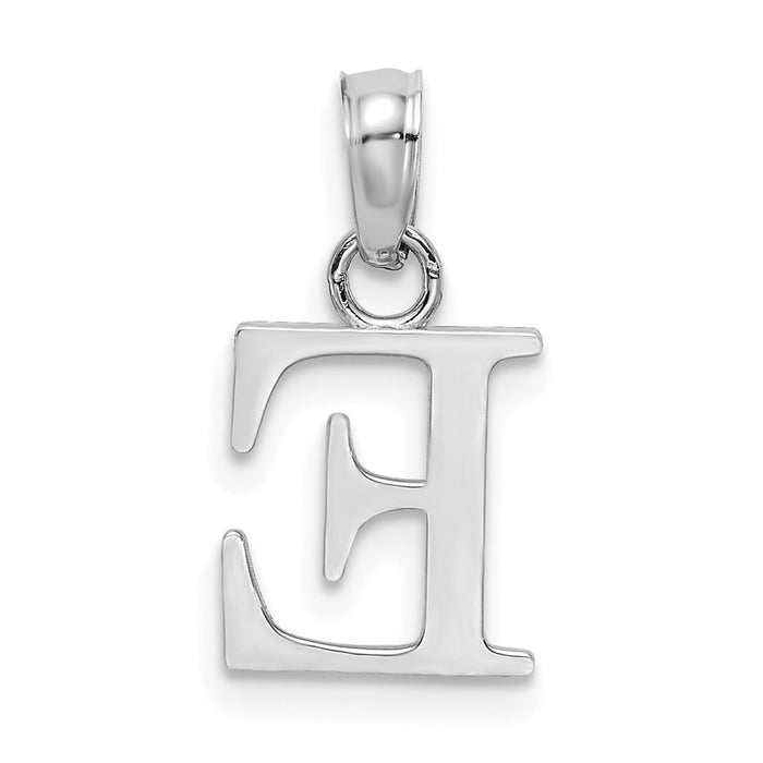 Million Charms 10K White Gold Themed Polished E Block Alphabet Letter Initial Charm