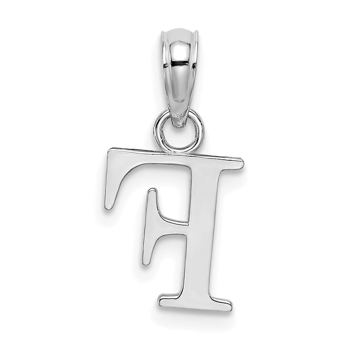 Million Charms 10K White Gold Themed Polished F Block Alphabet Letter Initial Charm