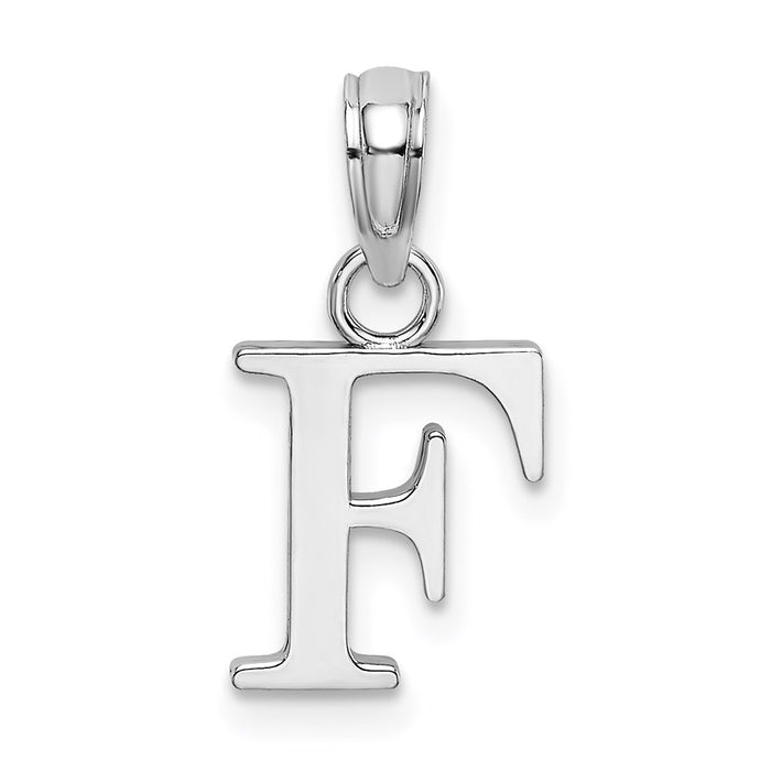 Million Charms 10K White Gold Themed Polished F Block Alphabet Letter Initial Charm