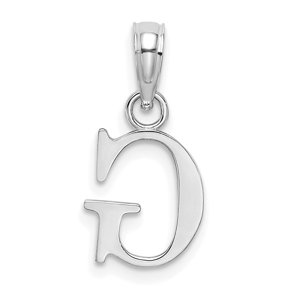 Million Charms 10K White Gold Themed Polished G Block Alphabet Letter Initial Charm