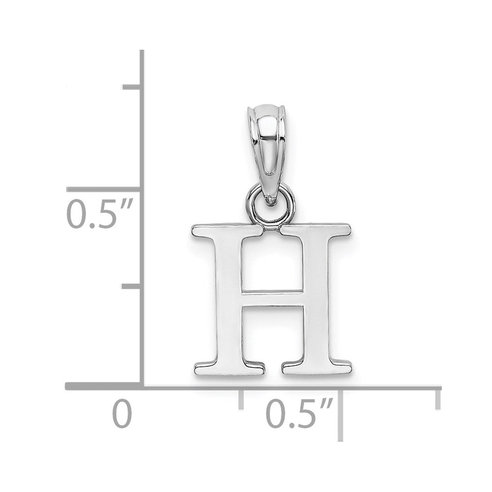 Million Charms 10K White Gold Themed Polished H Block Alphabet Letter Initial Charm