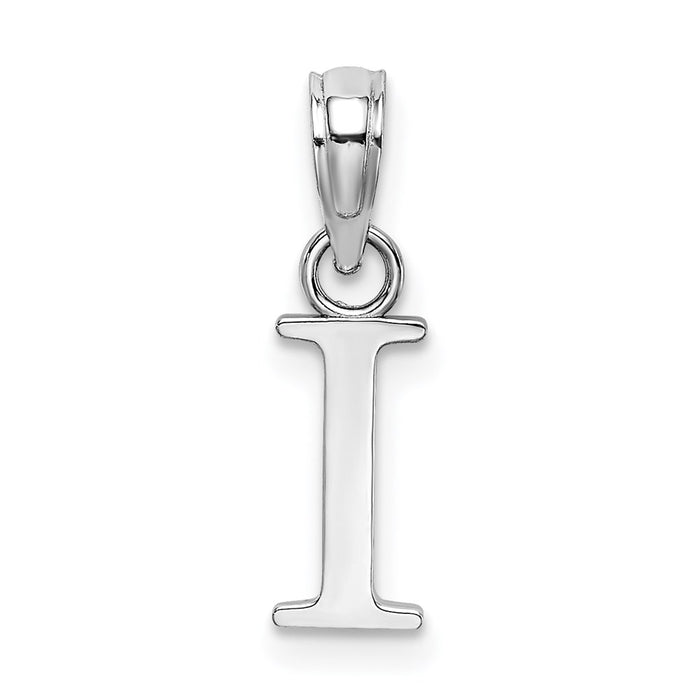 Million Charms 10K White Gold Themed Polished I Block Alphabet Letter Initial Charm