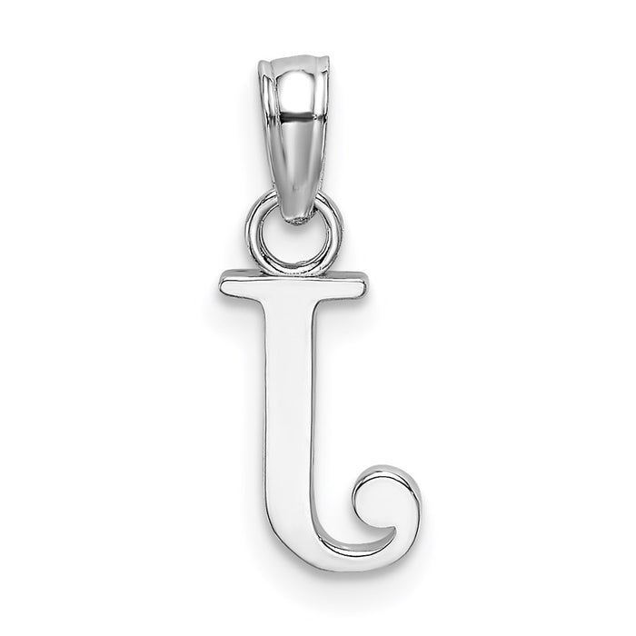 Million Charms 10K White Gold Themed Polished J Block Alphabet Letter Initial Charm