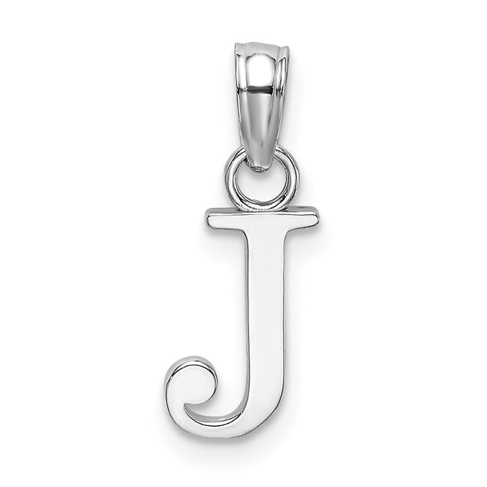 Million Charms 10K White Gold Themed Polished J Block Alphabet Letter Initial Charm