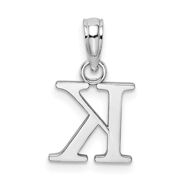 Million Charms 10K White Gold Themed Polished K Block Alphabet Letter Initial Charm