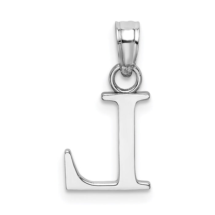 Million Charms 10K White Gold Themed Polished L Block Alphabet Letter Initial Charm