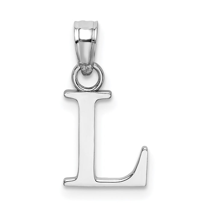 Million Charms 10K White Gold Themed Polished L Block Alphabet Letter Initial Charm