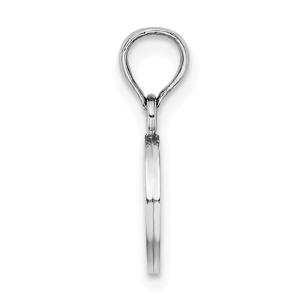 Million Charms 10K White Gold Themed Polished O Block Alphabet Letter Initial Charm