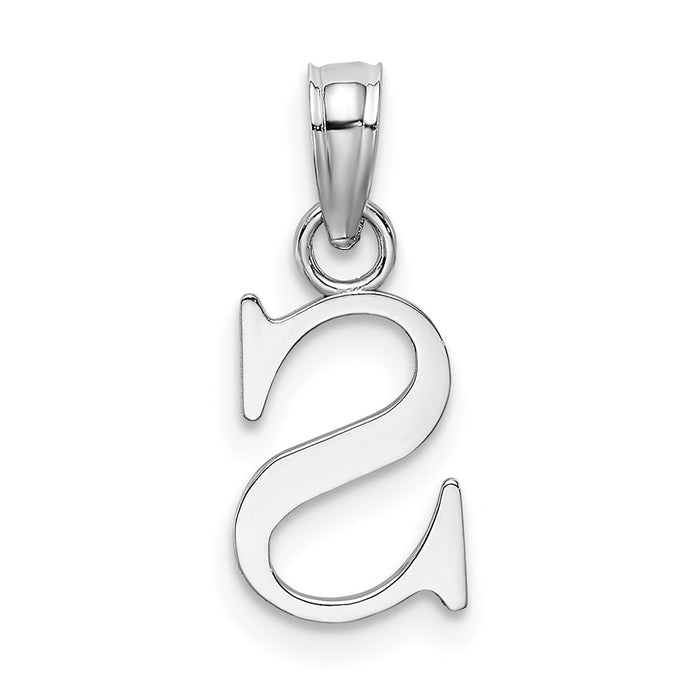 Million Charms 10K White Gold Themed Polished S Block Alphabet Letter Initial Charm