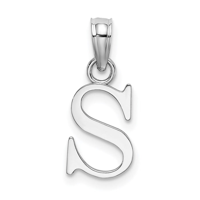 Million Charms 10K White Gold Themed Polished S Block Alphabet Letter Initial Charm