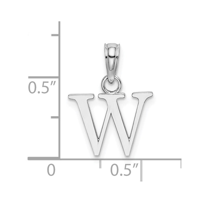 Million Charms 10K White Gold Themed Polished W Block Alphabet Letter Initial Charm