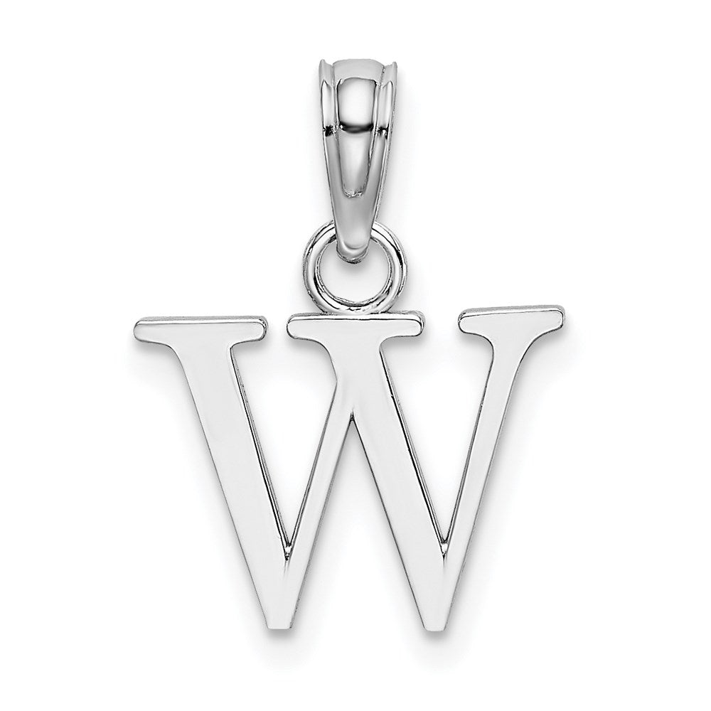 Million Charms 10K White Gold Themed Polished W Block Alphabet Letter Initial Charm