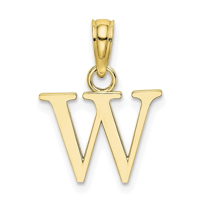 Million Charms 10K Yellow Gold Themed Polished W Block Alphabet Letter Initial Charm