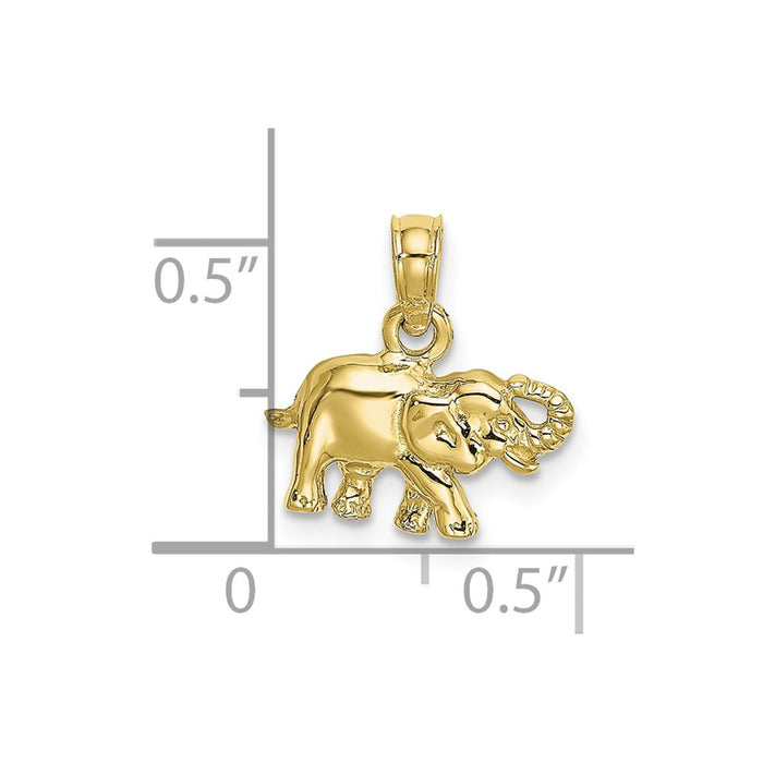 Million Charms 10K Yellow Gold Themed & Polished Small Elephant Charm